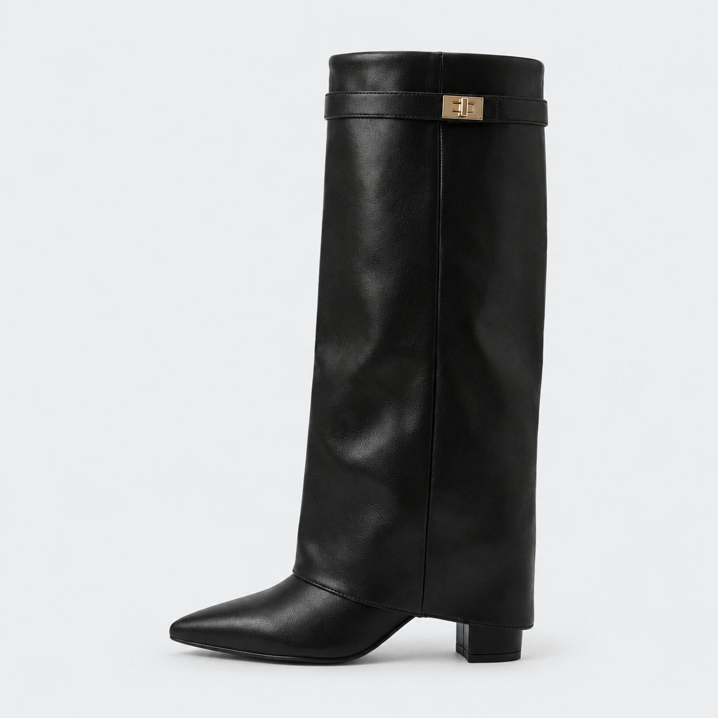 Eris Fold Over Knee High Boots - 9cm/3.5in