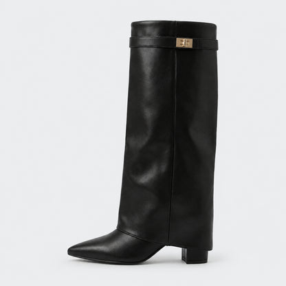 Eris Fold Over Knee High Boots - 9cm/3.5in