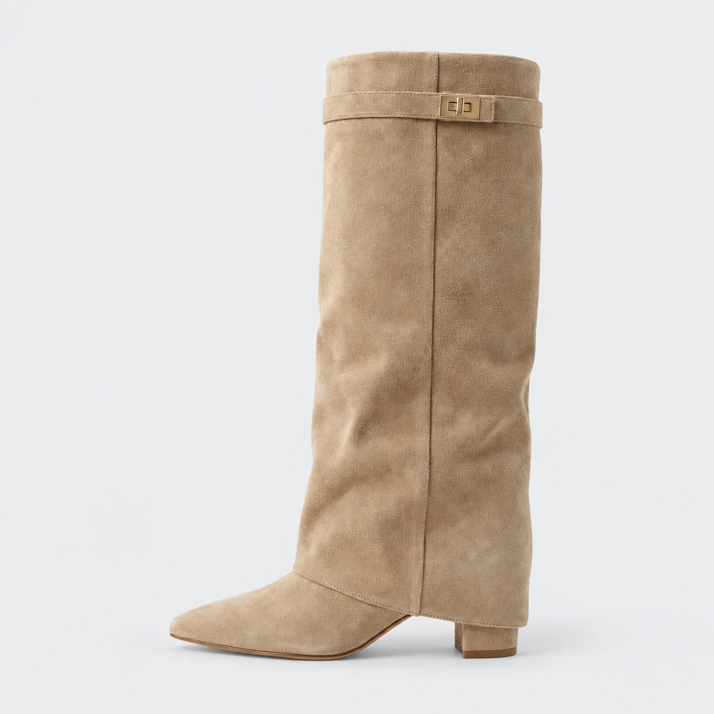 Eris Fold Over Knee High Boots - 9cm/3.5in