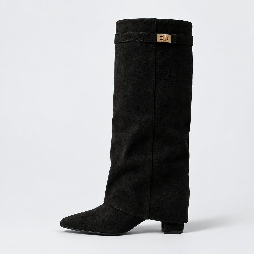 Eris Fold Over Knee High Boots - 9cm/3.5in