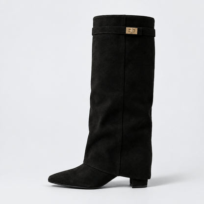 Eris Fold Over Knee High Boots - 9cm/3.5in