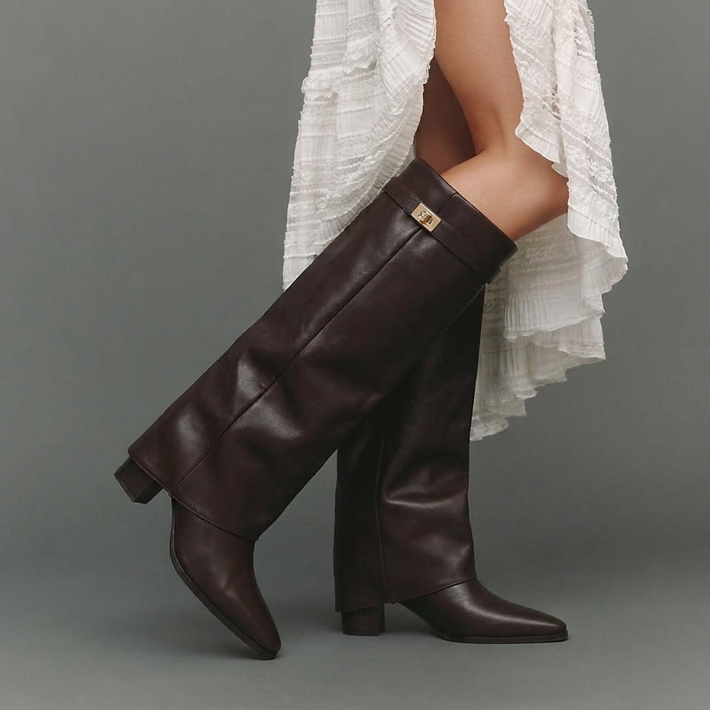 Eris Fold Over Knee High Boots - 9cm/3.5in