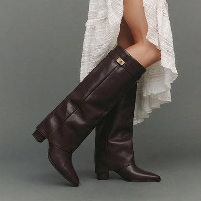 Eris Fold Over Knee High Boots - 9cm/3.5in