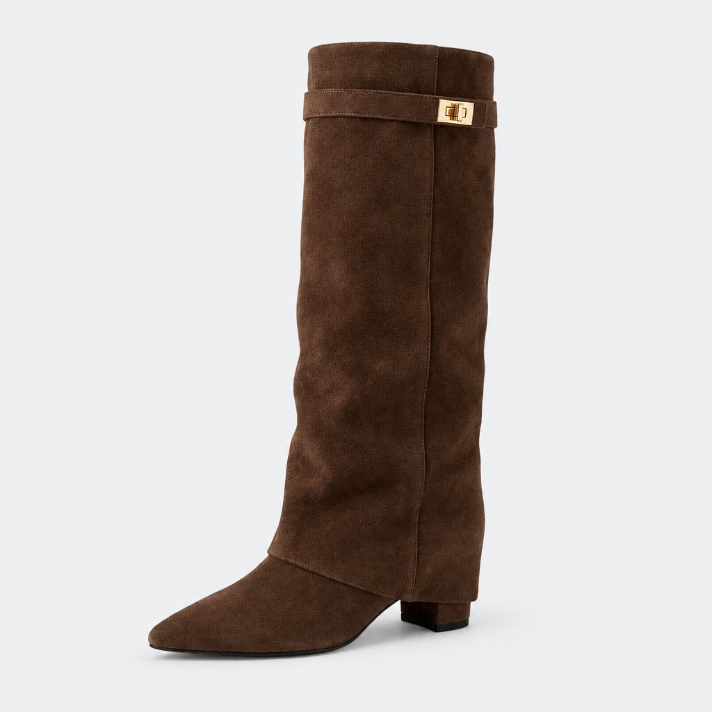 Eris Fold Over Knee High Boots - 9cm/3.5in