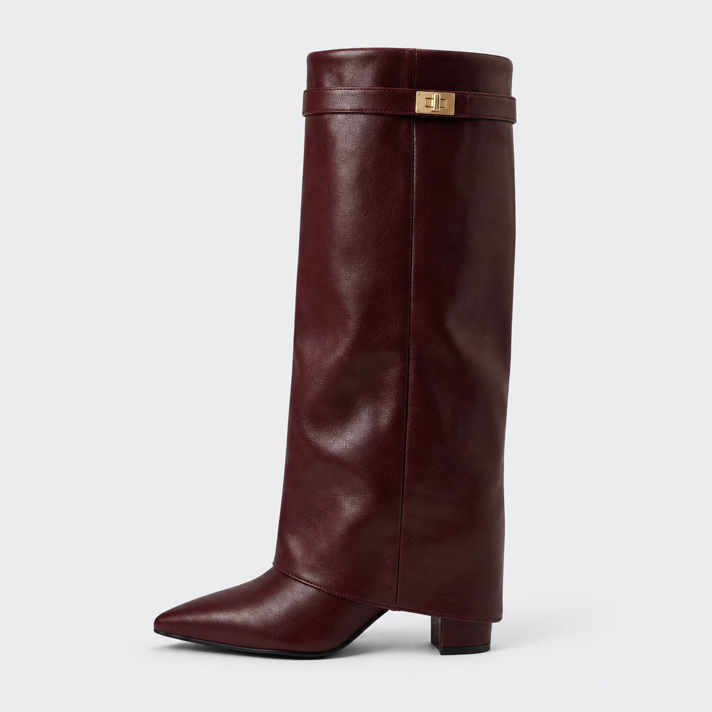 Eris Fold Over Knee High Boots - 9cm/3.5in