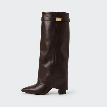 Eris Fold Over Knee High Boots - 9cm/3.5in