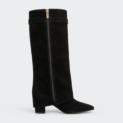 Eris Fold Over Knee High Boots - 9cm/3.5in