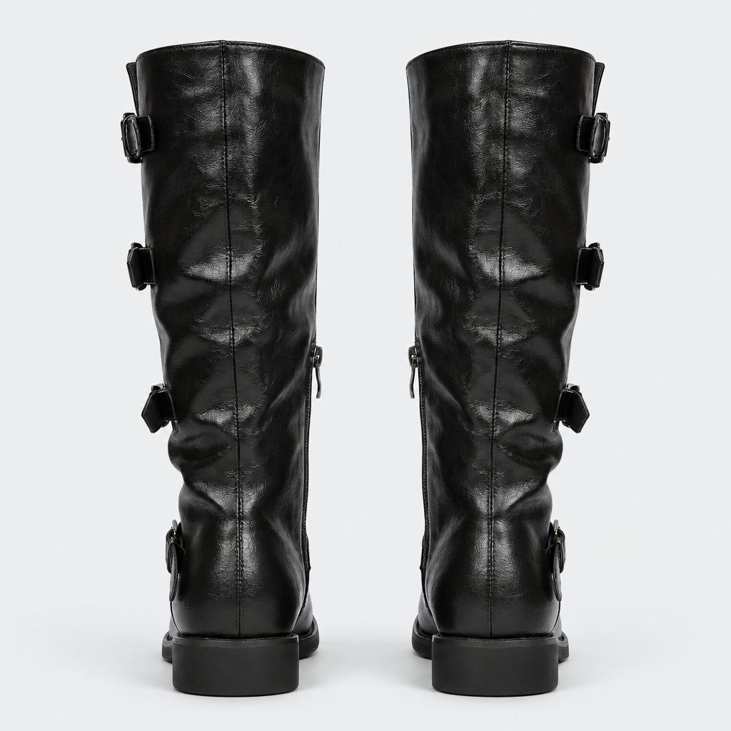 Rafael Knee High Buckle Boots - 10cm/4in