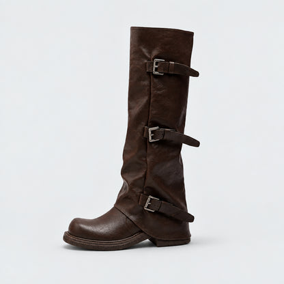 Rafael Knee High Buckle Boots - 10cm/4in